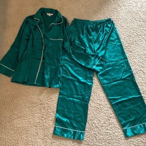 Green silky PJ set